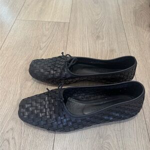 Black Woven Ballet Flats